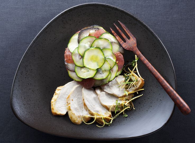 Émincé de Poulet Fermier d'Auvergne Label Rouge et tian de légumes