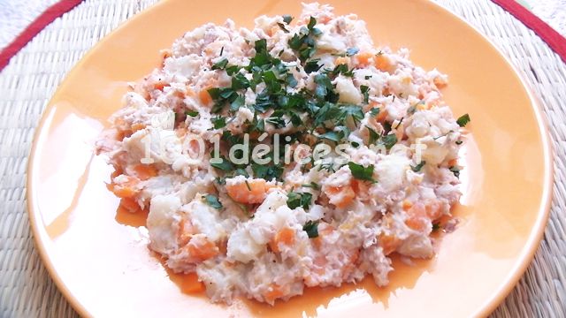 Salade rapide de pommes de terre, carottes et thon